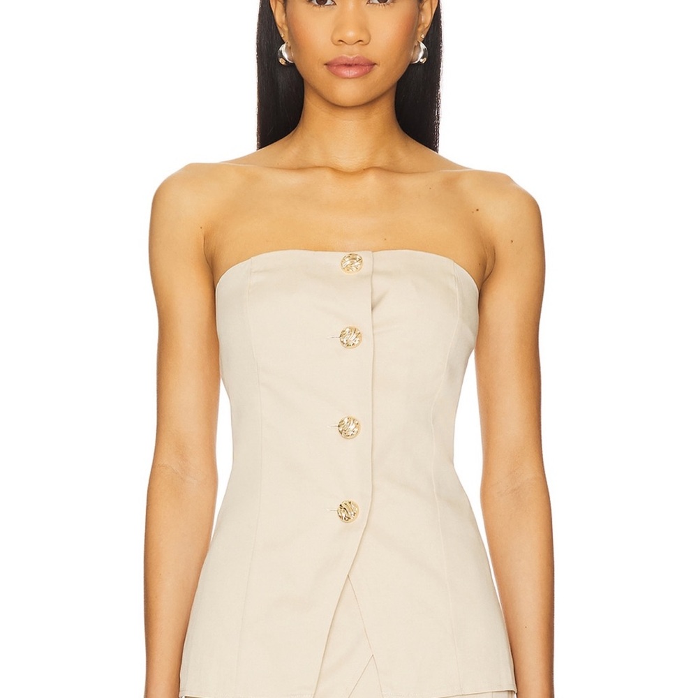 NWHT EMILIE STRAPLESS Chic Strapless Beige Blouse